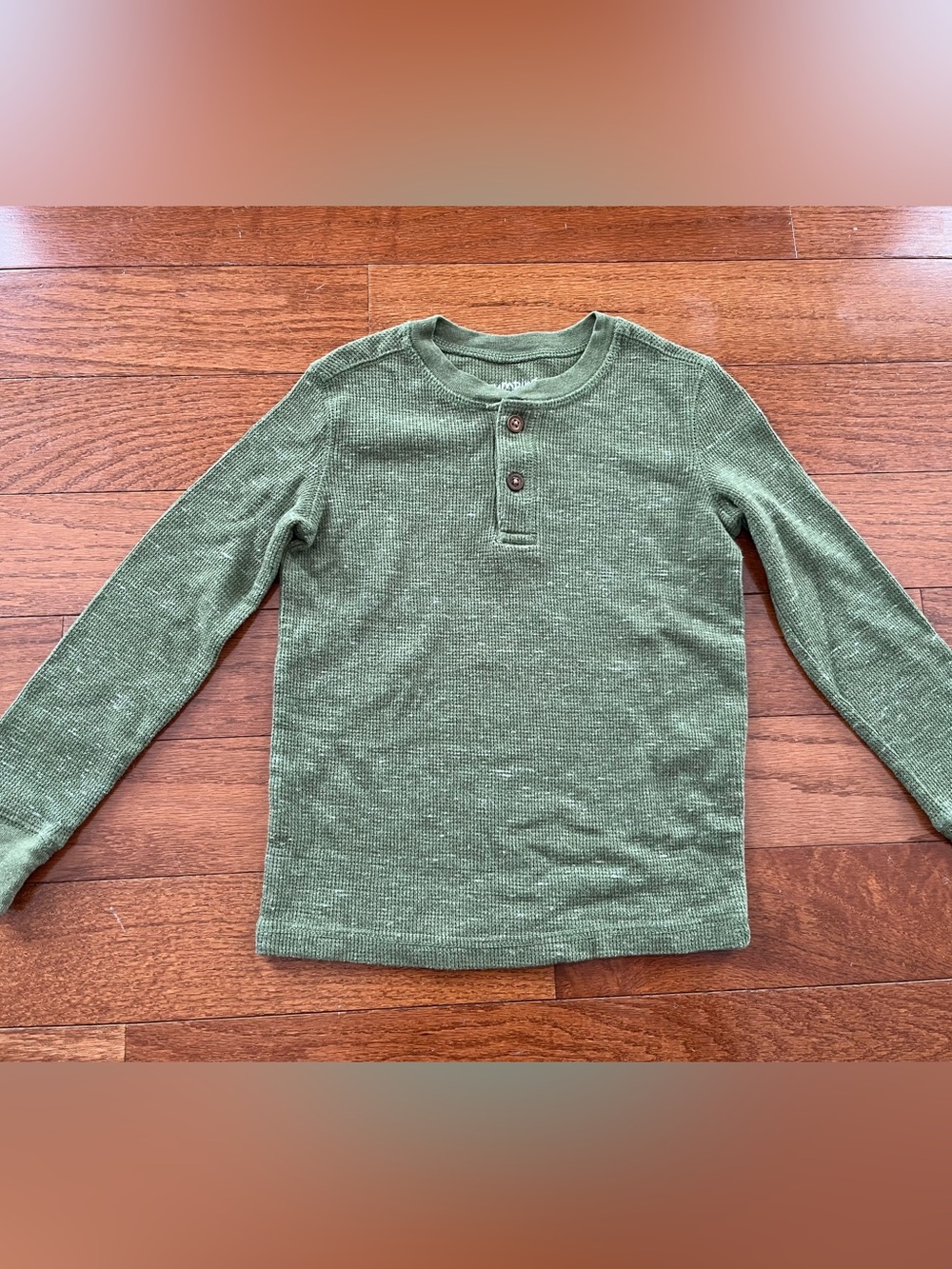 Boys 4T Olive Green Waffle-Knit Long Sleeve Henley